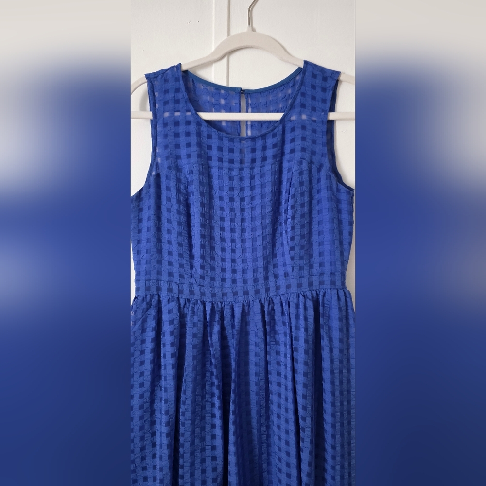 Women Blue Checker Dress